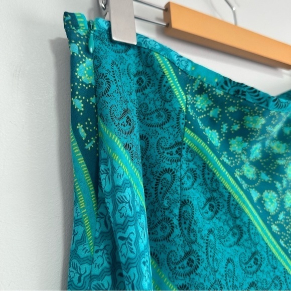 Worthington Petite Blue/Teal Floral Asymmetrical Paisley Ruffled Skirt 10P - Picture 8 of 9